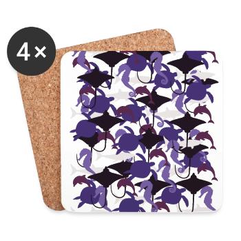 Ocean Camouflage – marine life in camouflage style - Coasters (set of 4) - white - Front