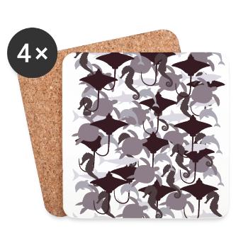 Ocean Camouflage – la vie marine dans le style camouflage - Dessous de verre (lot de 4) - blanc - Devant