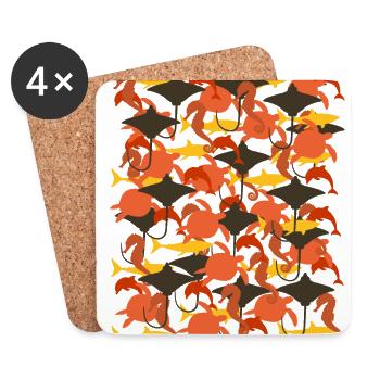 Ocean Camouflage – marine life in camouflage style - Coasters (set of 4) - white - Front