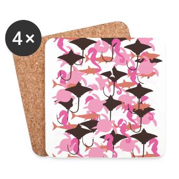 Ocean Camouflage – marine life in camouflage style - Coasters (set of 4) - white - Front