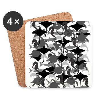 Ocean Camouflage – marine life in camouflage style - Coasters (set of 4) - white - Front