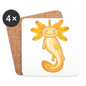 Yellow unicorn axolotl - Coasters (set of 4) - white - Front