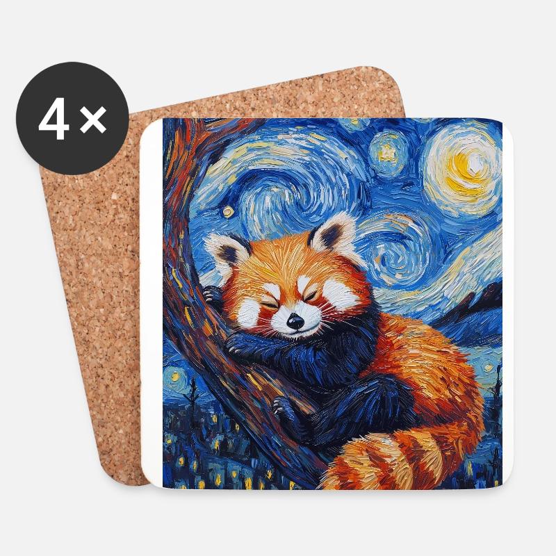 Roter Panda - Untersetzer (4er-Set) - Weiß