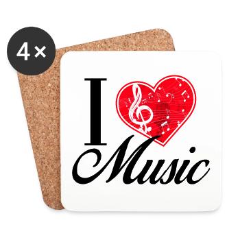 I love music - Coasters (set of 4) - white - Front