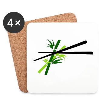 Essstäbchen Bambus - chopsticks bamboo - Untersetzer (4er-Set) - Weiß - Vorne