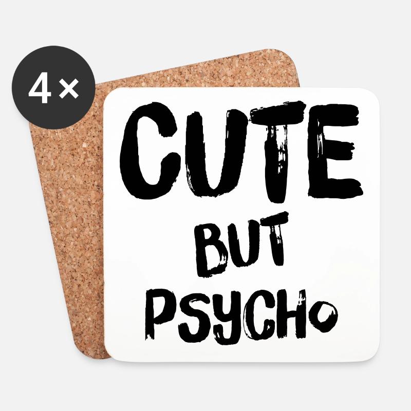 CUTE BUT PSYCHO - Untersetzer (4er-Set) - Weiß