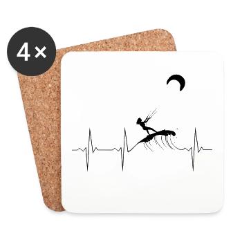 EKG Heartbeat Heartbeat Kitesurf Femme Femme - Dessous de verre (lot de 4) - blanc - Devant