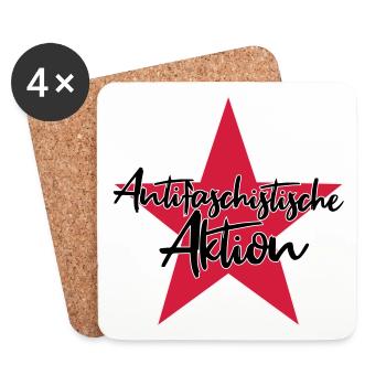 Antifascist action - Coasters (set of 4) - white - Front