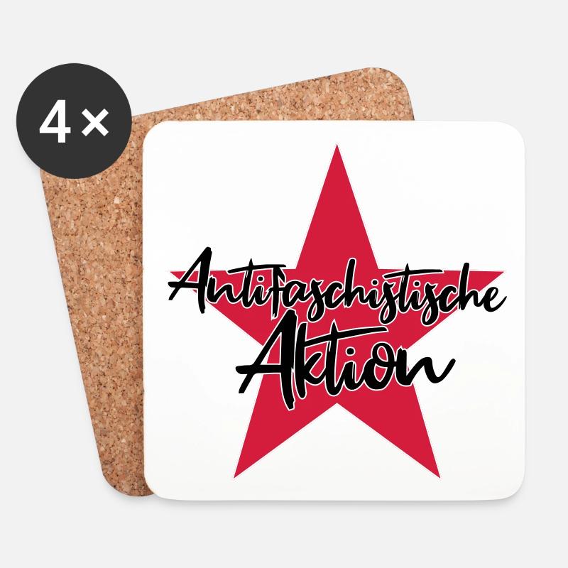 Antifaschistische Aktion - Untersetzer (4er-Set) - Weiß