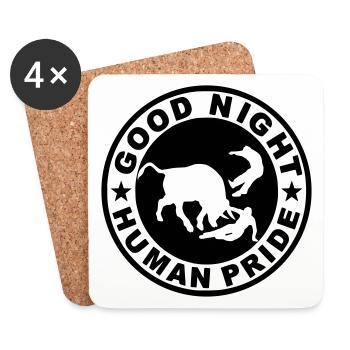Good Night Human Pride (GNHP) - Coasters (set of 4) - white - Front