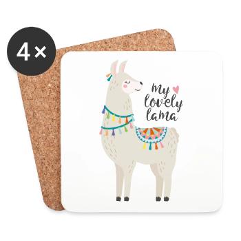 mon charmant lama - Dessous de verre (lot de 4) - blanc - Devant
