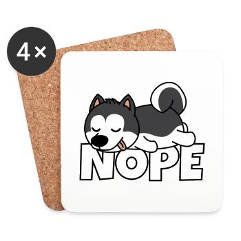 Husky Hund Faul Faulpelz Geschenk Lustig Süß Nope - Untersetzer (4er-Set) - Weiß - Vorne
