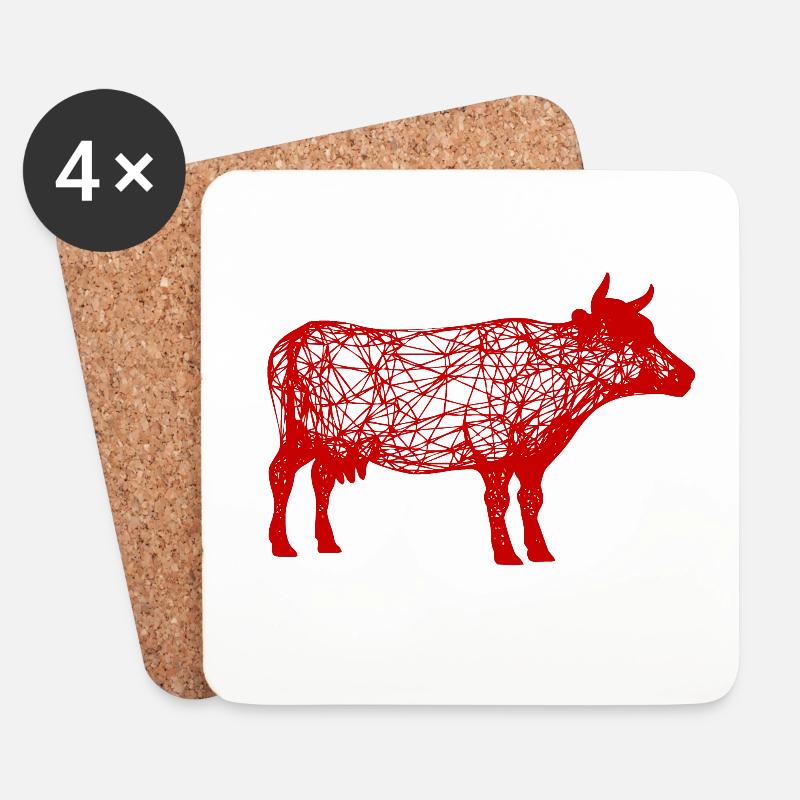 Ein roter Wilder Stier mit Hörnern - Untersetzer (4er-Set) - Weiß
