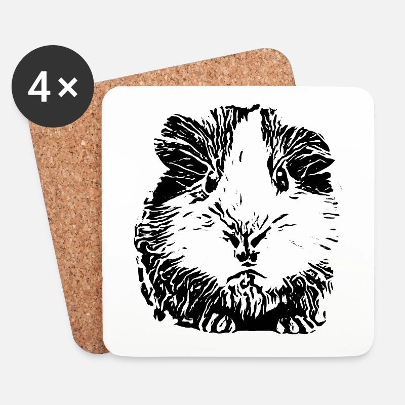 Meerschweinchen - Untersetzer (4er-Set) - Weiß