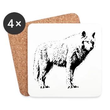 Wolf - Untersetzer (4er-Set) - Weiß - Vorne