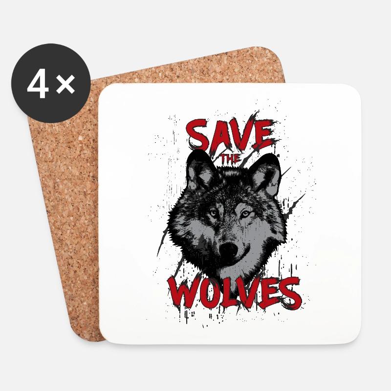 Rettet die Wölfe Tierschutz Wolf Anti Wolfsjagd - Untersetzer (4er-Set) - Weiß
