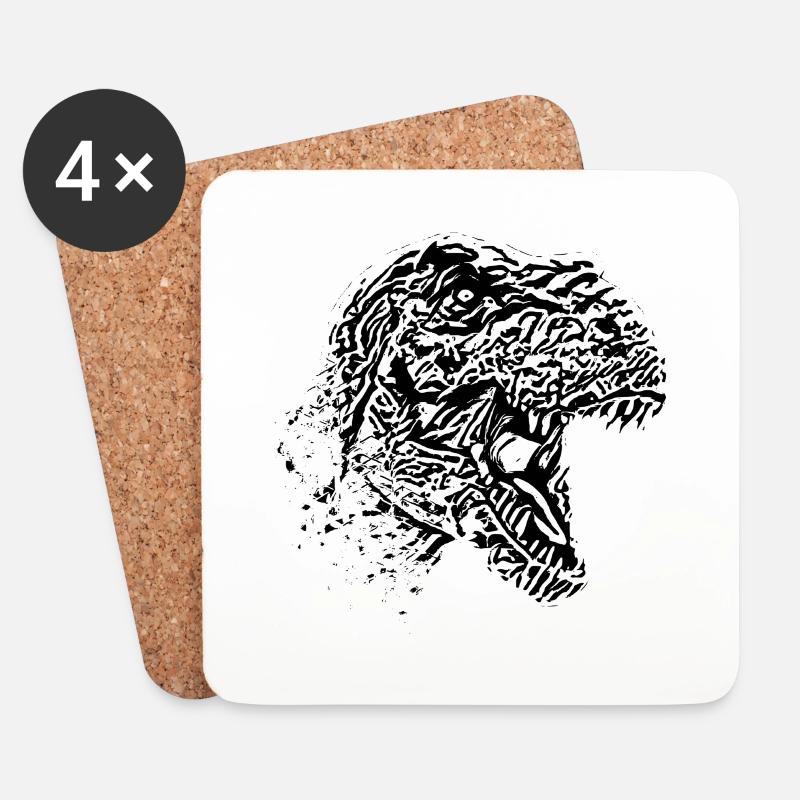 T-Rex - Untersetzer (4er-Set) - Weiß