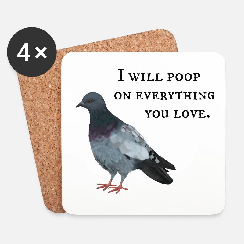 Taube - I will poop on everything - Untersetzer (4er-Set) - Weiß