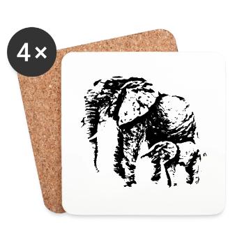 Elefant - Untersetzer (4er-Set) - Weiß - Vorne