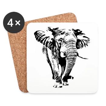 elephant - Coasters (set of 4) - white - Front
