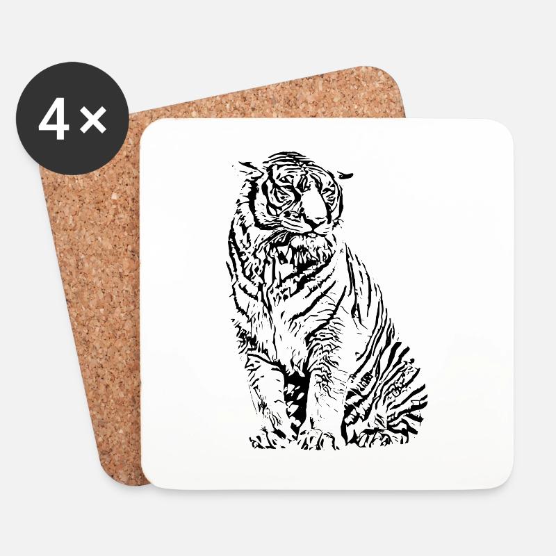 Tiger - Untersetzer (4er-Set) - Weiß