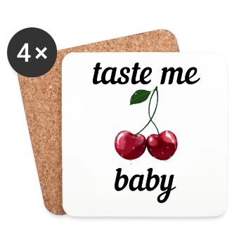 Cherries - taste me baby - Coasters (set of 4) - white - Front