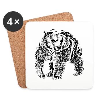 Ours - Dessous de verre (lot de 4) - blanc - Devant