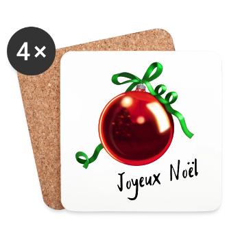 Christmas tree Joyeux Noël - Coasters (set of 4) - white - Front