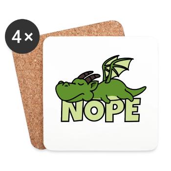 Cadeau de Dragon Comic Sleeping Nope Loafers - Dessous de verre (lot de 4) - blanc - Devant