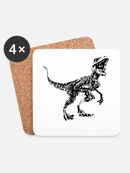 Velociraptor - Coasters (set of 4) - white