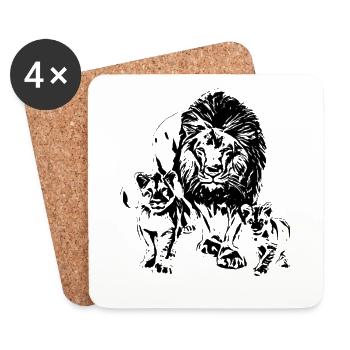 Les lions - Dessous de verre (lot de 4) - blanc - Devant