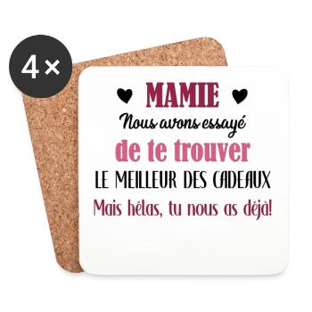 Mamie, le meilleur des cadeaux - Dessous de verre (lot de 4) - blanc - Devant