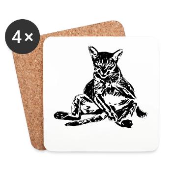 Katze - Untersetzer (4er-Set) - Weiß - Vorne