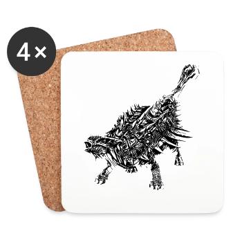 Ankylosaurus - Untersetzer (4er-Set) - Weiß - Vorne