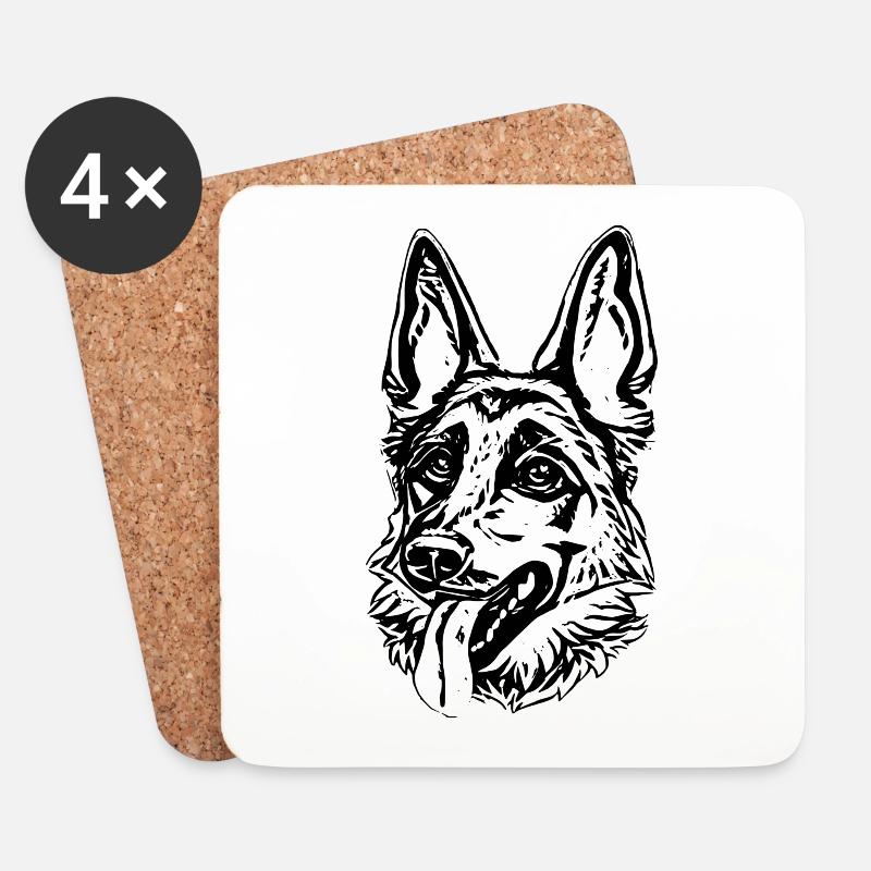 Schäferhund - Untersetzer (4er-Set) - Weiß