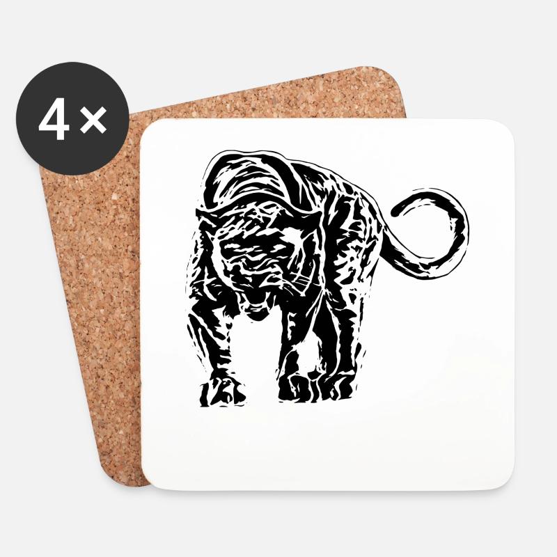 Panther - Untersetzer (4er-Set) - Weiß