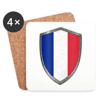 shield French flag France - Coasters (set of 4) - white - Front