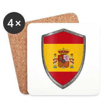 Schild Flagge Spanien Spanien - Untersetzer (4er-Set) - Weiß - Vorne