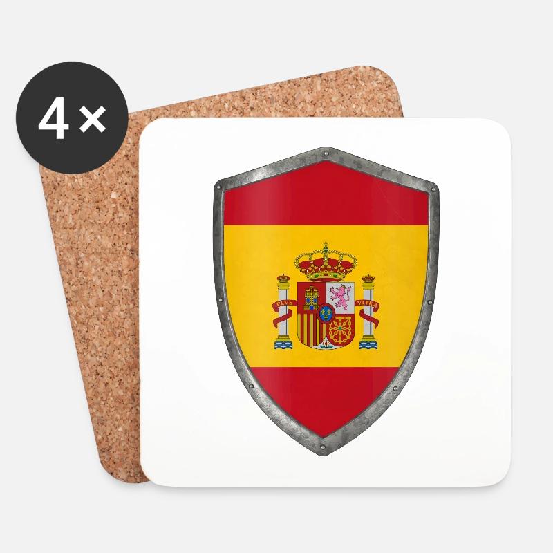 skjold flag spanien spanien - Glasbrikker (sæt med 4 stk.) - hvid