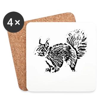 squirrel - Coasters (set of 4) - white - Front