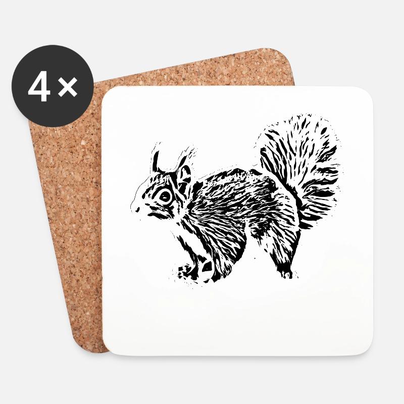 Eichhörnchen - Untersetzer (4er-Set) - Weiß