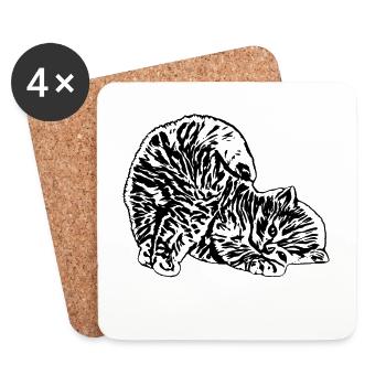 Chat - Dessous de verre (lot de 4) - blanc - Devant