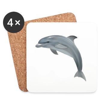 Doux dauphin - Dessous de verre (lot de 4) - blanc - Devant