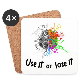 Brain halves functions - use it lose it - Coasters (set of 4) - white - Front