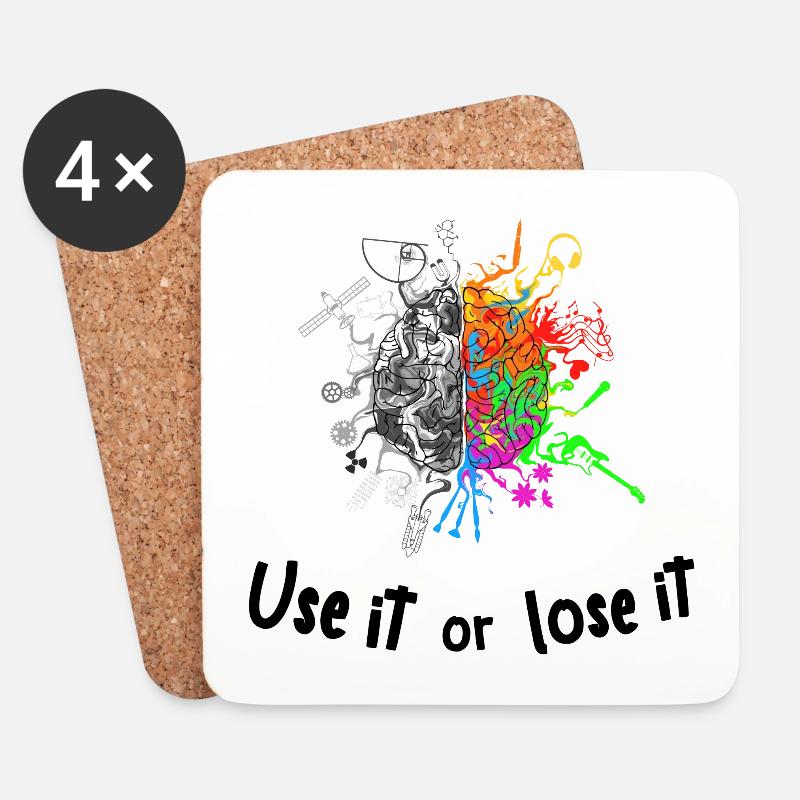 Gehirn / Brain halves functions - use it lose it - Untersetzer (4er-Set) - Weiß