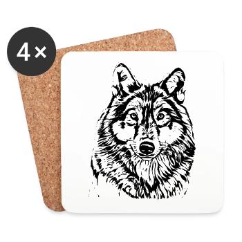 Wolf - Untersetzer (4er-Set) - Weiß - Vorne