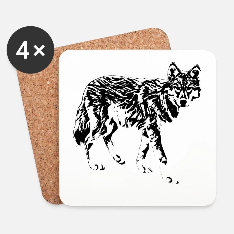 Wolf - Untersetzer (4er-Set) - Weiß