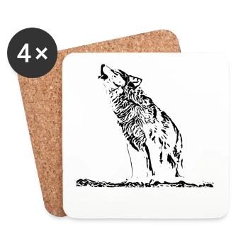 Wolf - Untersetzer (4er-Set) - Weiß - Vorne