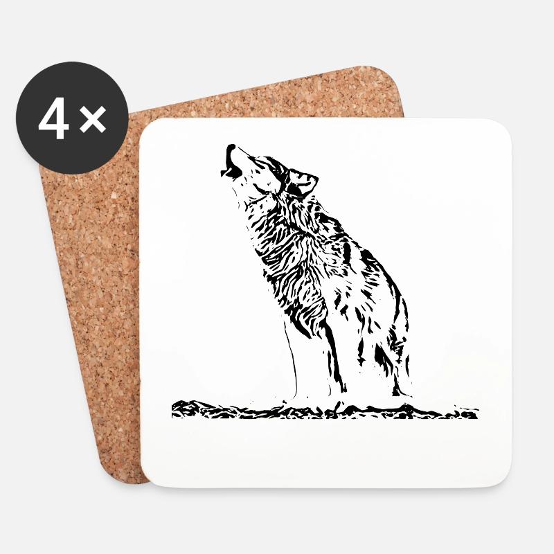 Wolf - Untersetzer (4er-Set) - Weiß