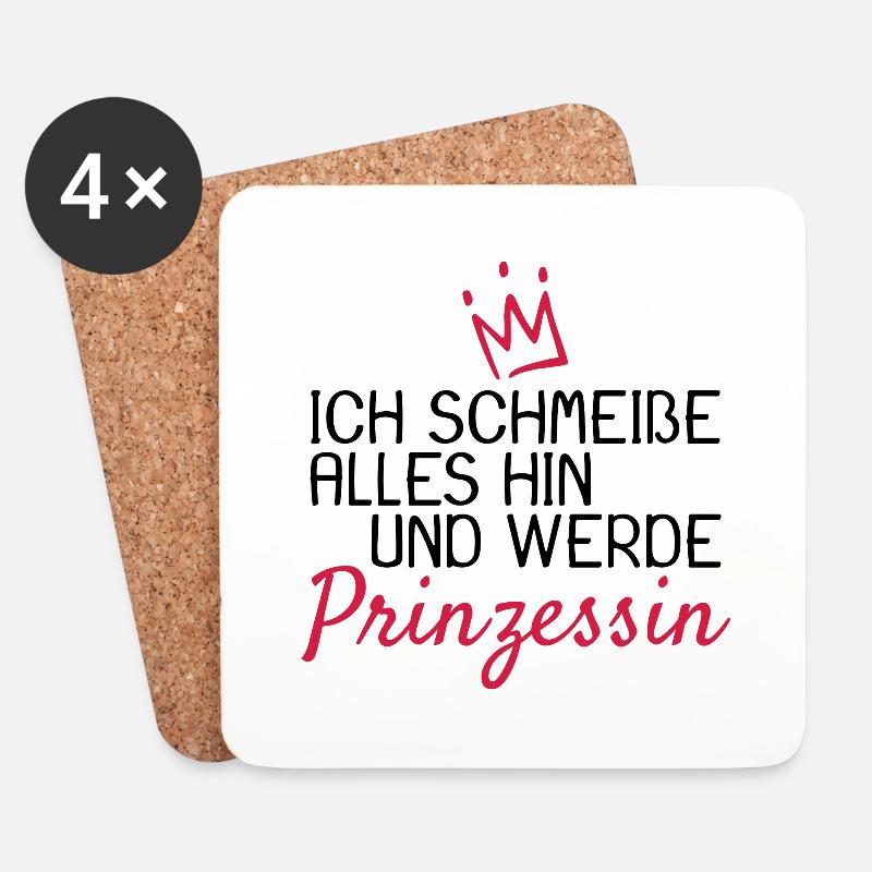 Lustige Sprüche Prinzessin - Untersetzer (4er-Set) - Weiß